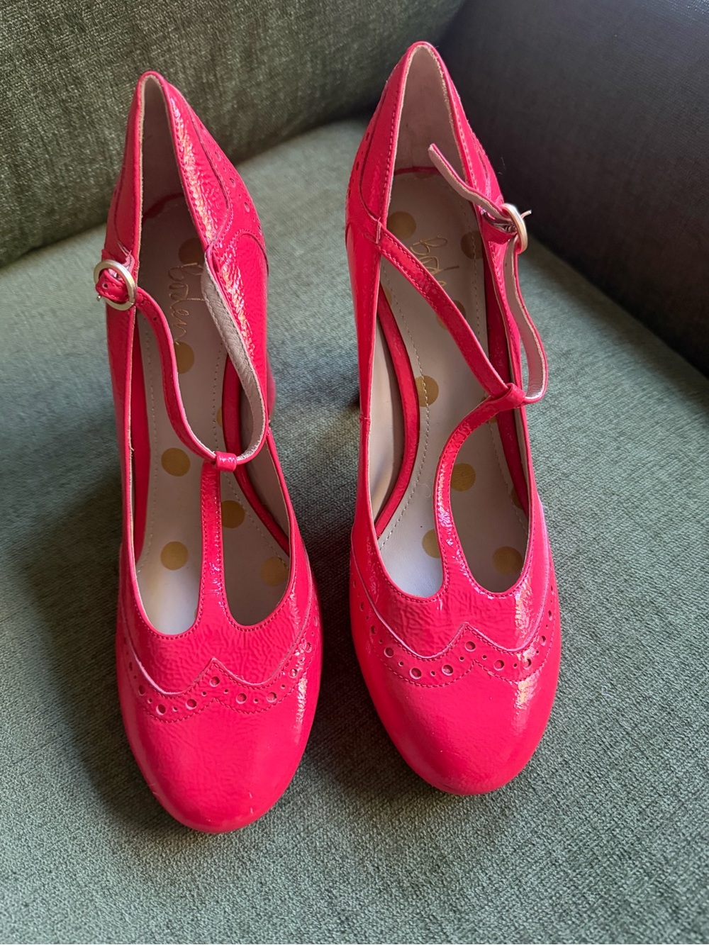 Elle Woods! Boden never-worn Hot Pink T-Strap Patent Heels